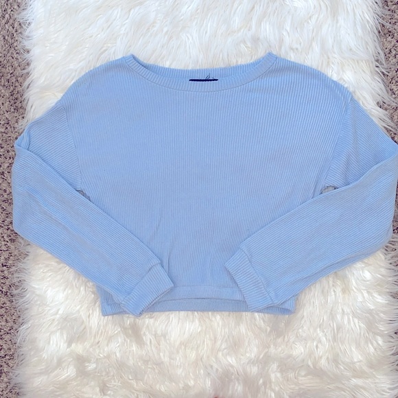 Charlotte Russe Streetwear Society Pastel Blue Ribbed Sweater - Picture 1 of 3